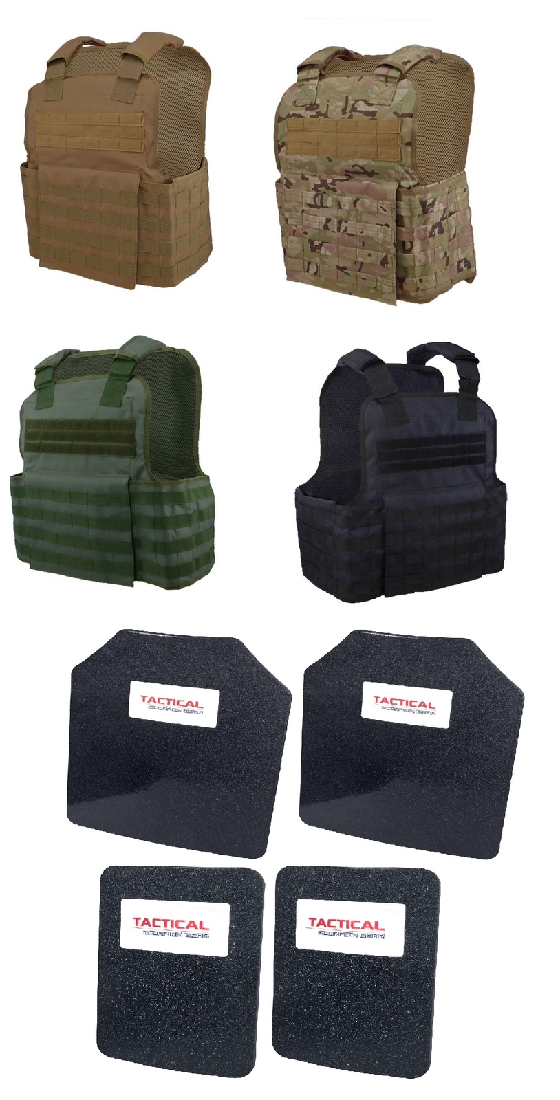 Tactical Scorpion 4Pc Level III+ / AR500 Body Armor Plates 11x14 Muircat Vest