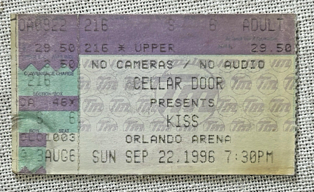 Vtg KISS Concert Ticket Stub KISS Alive/Worldwide Reunion Tour Orlando 9/22/96