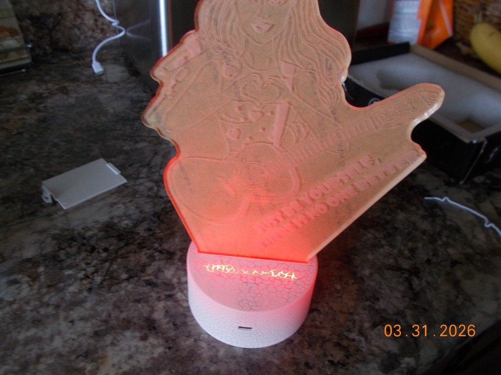 Unused 3D Creative Visualization Lamp Night Light with Remote "Just Be Yourself"
