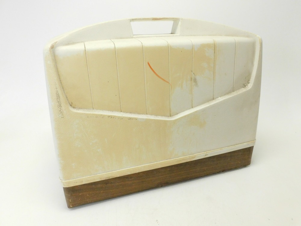 Vintage White Zig-Zag Sewing Machine White and Light Blue with Thread