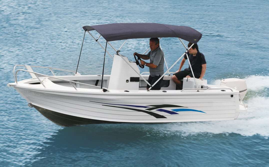 Oceansouth 4 Bow Bimini Top PREMIUM RANGE Boat Cover 8ft Long With Rear Poles