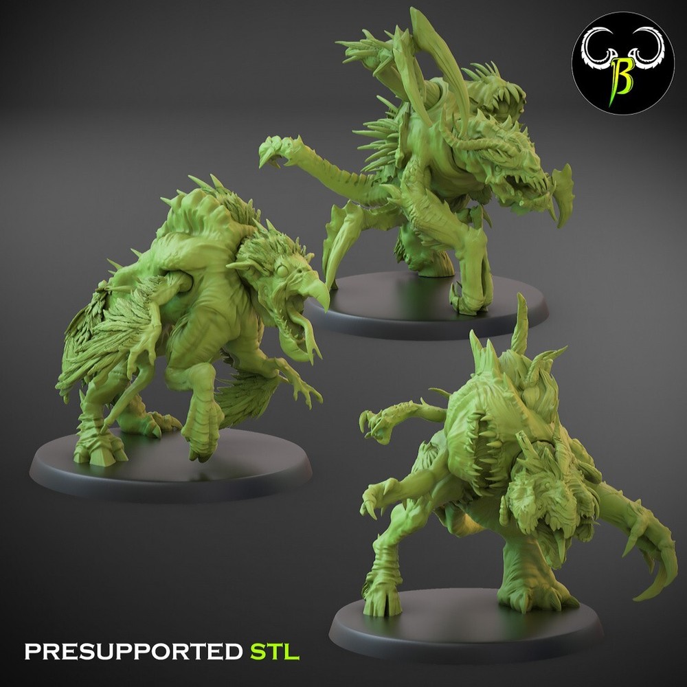 Fallen Crreatures, Mutated Beasts,  3D Printed ClayBeastCreation