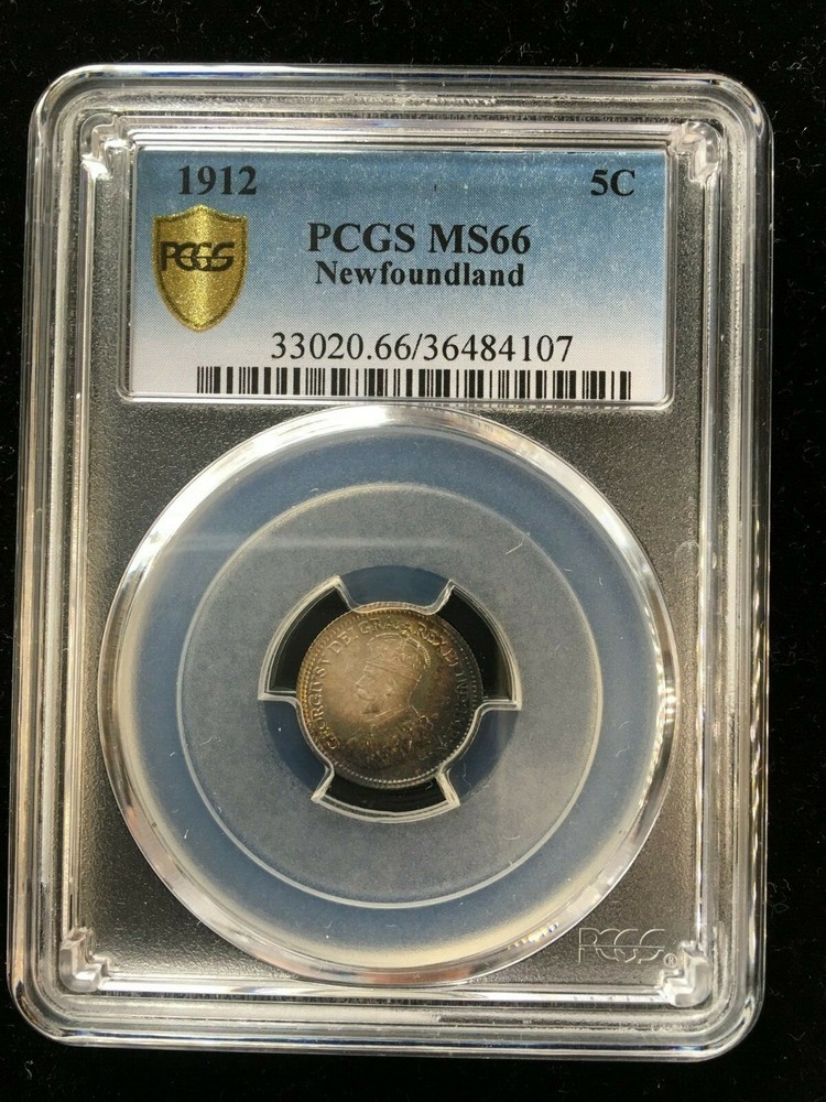 1912  PCGS Graded Newfoundland  ¢5 Five Cent, **MS-66** #4107