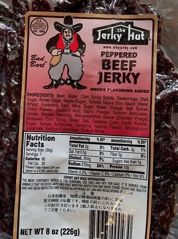 The Jerky Hut, Black Pepper, Beef jerky (8oz)