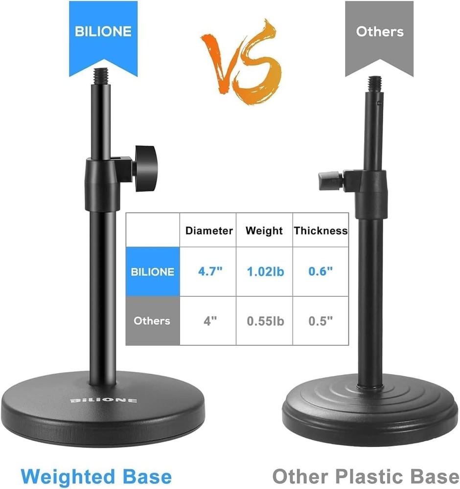 3 in 1 Multi Function Desktop Microphone Stand, Adjustable Table Mic Stand wi...