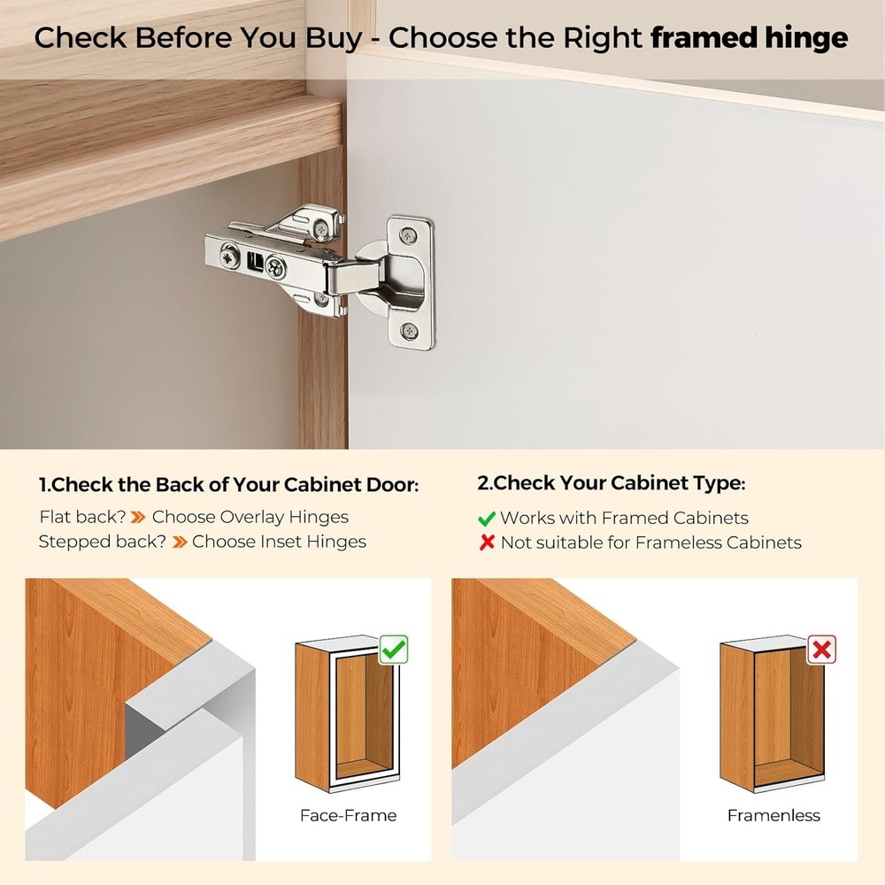 Full Overlay Cabinet Hinges Soft Close 1 Pair