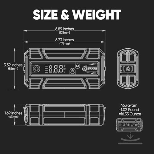 LOKITHOR J400 2000A Portable Jump Starter, 12V Lithium Battery J400, Basic