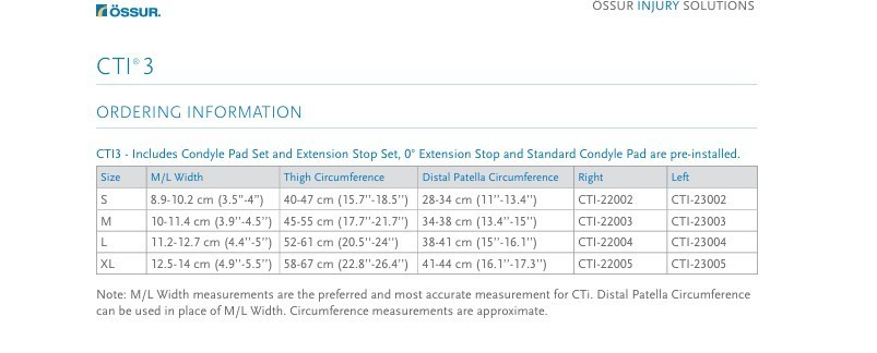 Ossur CTI3 Knee Brace for ACL, MCL, LCL, PCL or Instabilities - 33% OFF MSRP