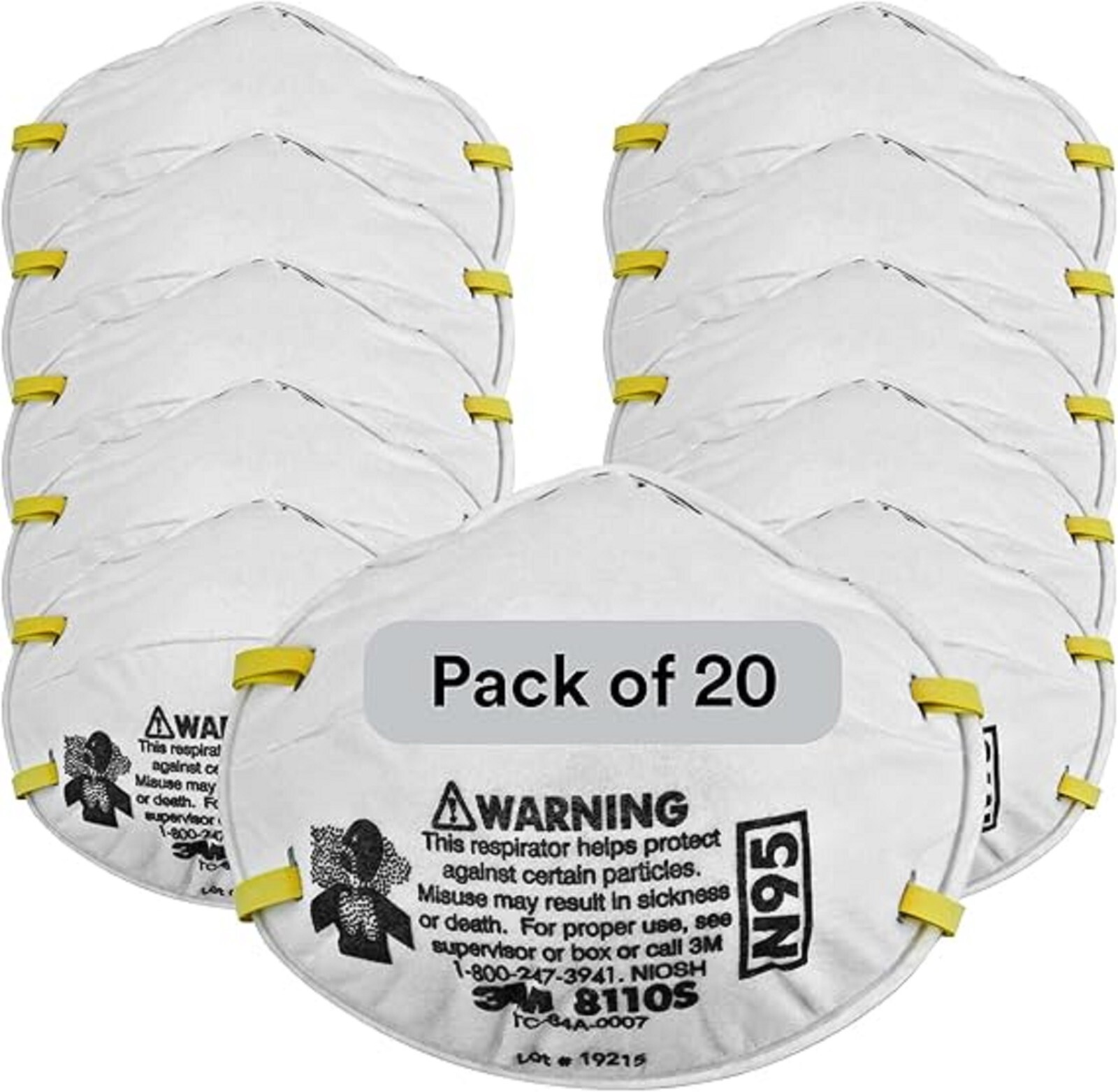 1- Box Of 20 3M 8210 N95 Disposable Protective Particulate Respirator Dust Mask