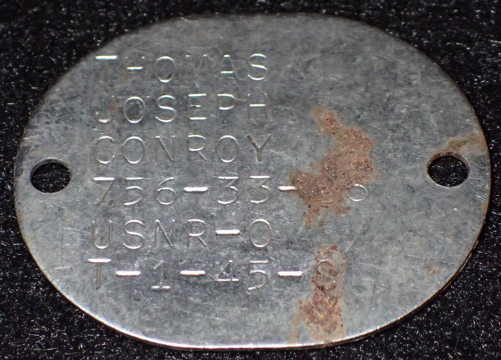 WWII USNR Navy ID Disc "Dog Tag" - SK2 Thomas J CONROY Minnesota T/45 (single)