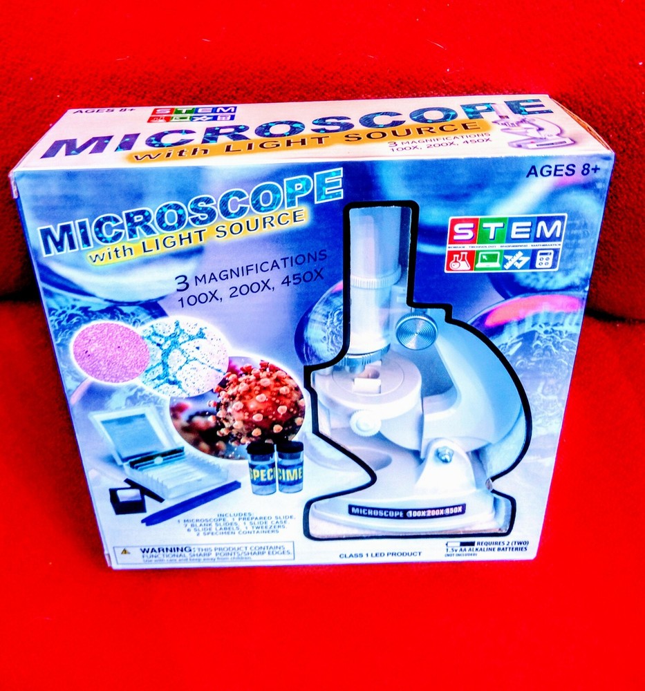 Stem Microscope With Light Source set 100X,200X,450X magnification & accessories