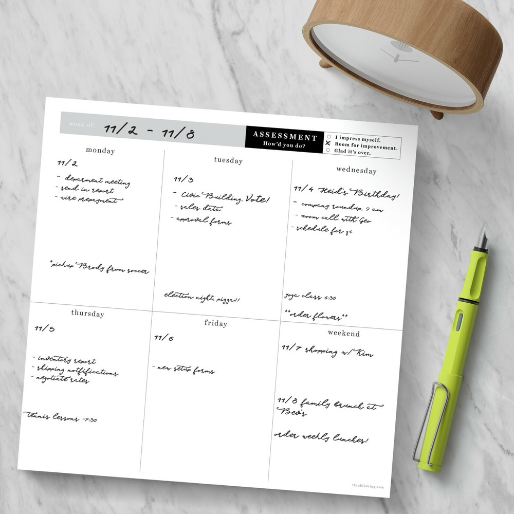 Executive Weekly 7.75 x 7.75 Square Schedule Pad