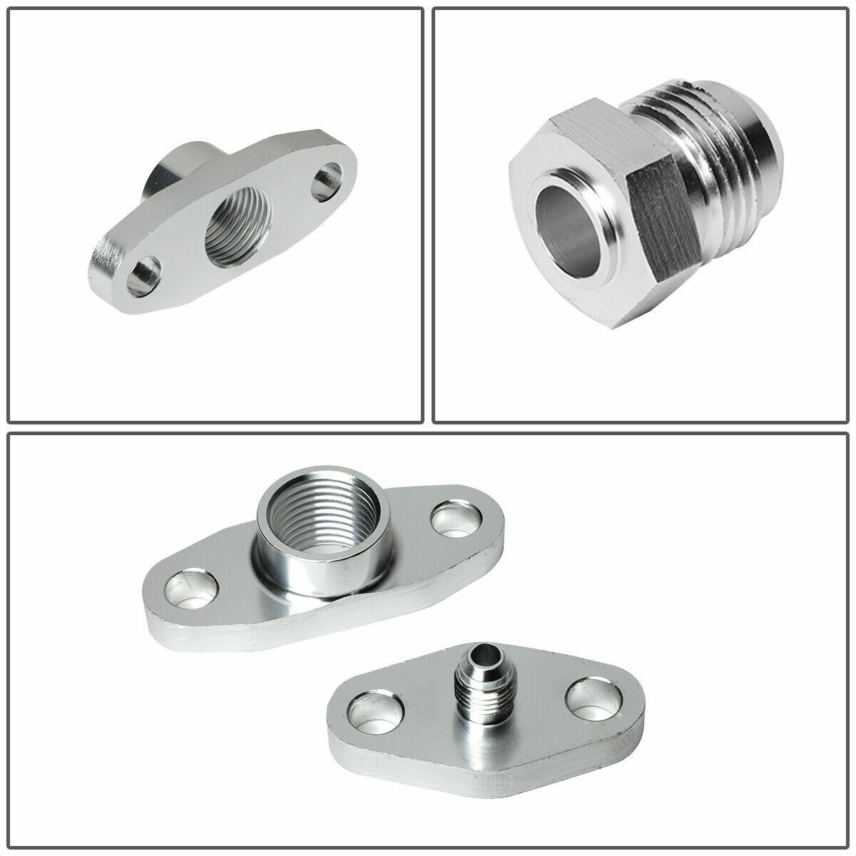 10AN Turbo Steel Braided Turbo Oil Feed Line Return Drain kit Fit Adapter T3 T4