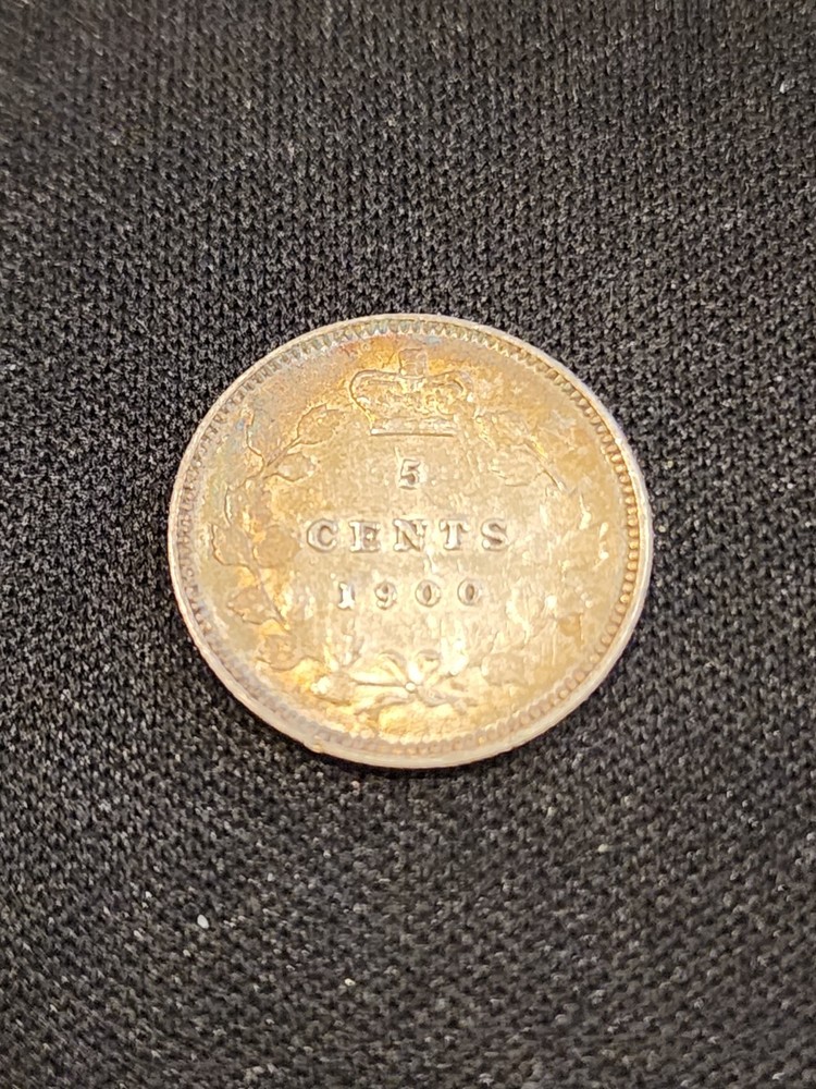 1900 Canada 5 Cents Oval 0 Silver Coin