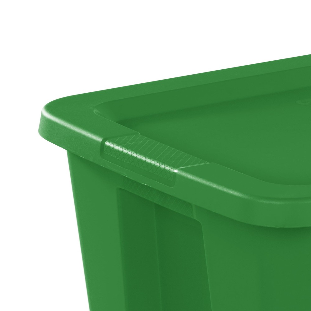 Sterilite Large Storage Bin, 18 Gallon Plastic Storage Container Green 8 Pack