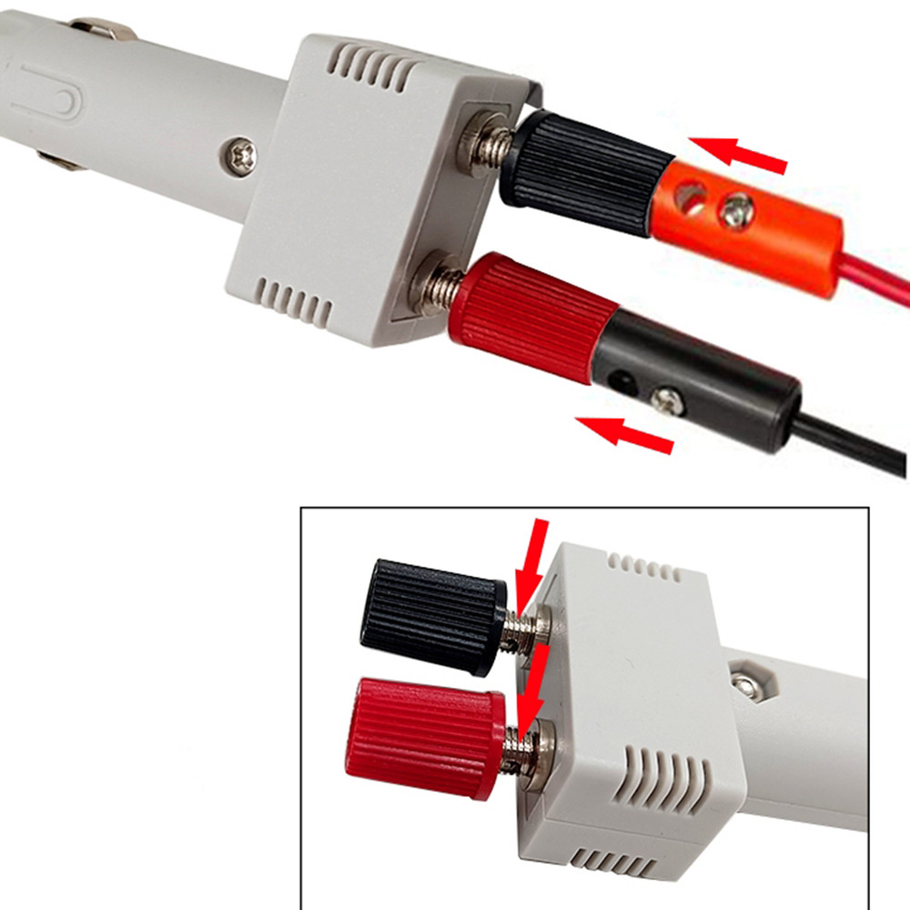 1pc 12V Car Auto Cigarette Lighter Socket Plug With Binding Posts And 10A Fuse