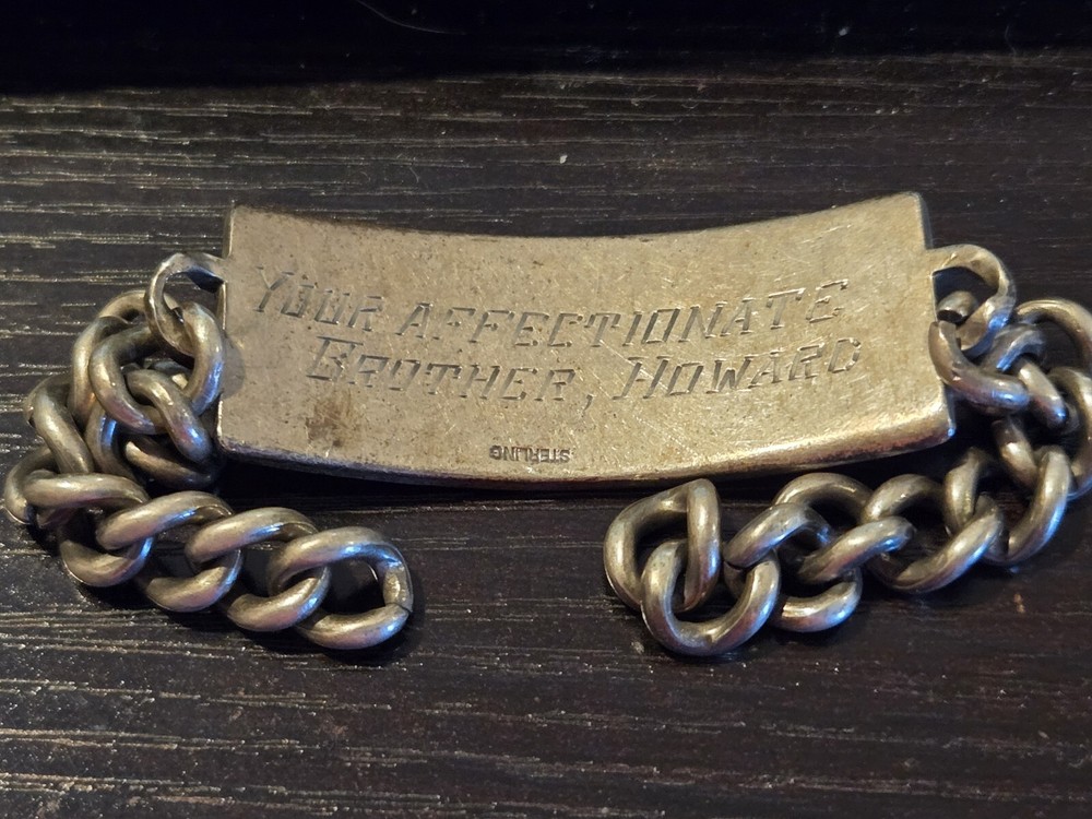 Original WWII Sterling ID Bracelet / Glen M. Wood