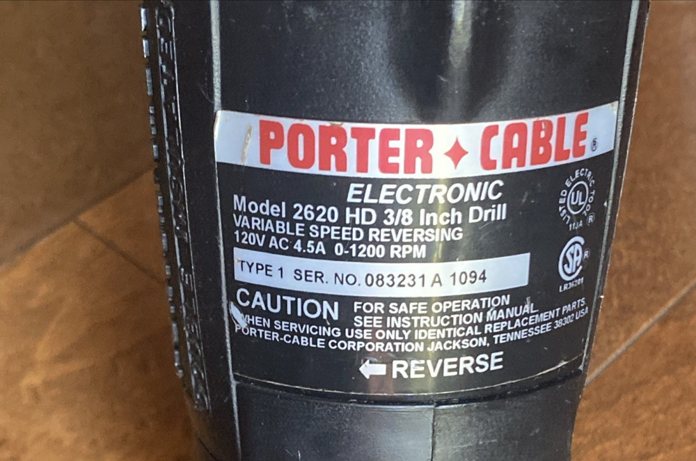 Porter Cable 2620 HD 3/8” Variable Speed Reversible Drill Type 1 120V