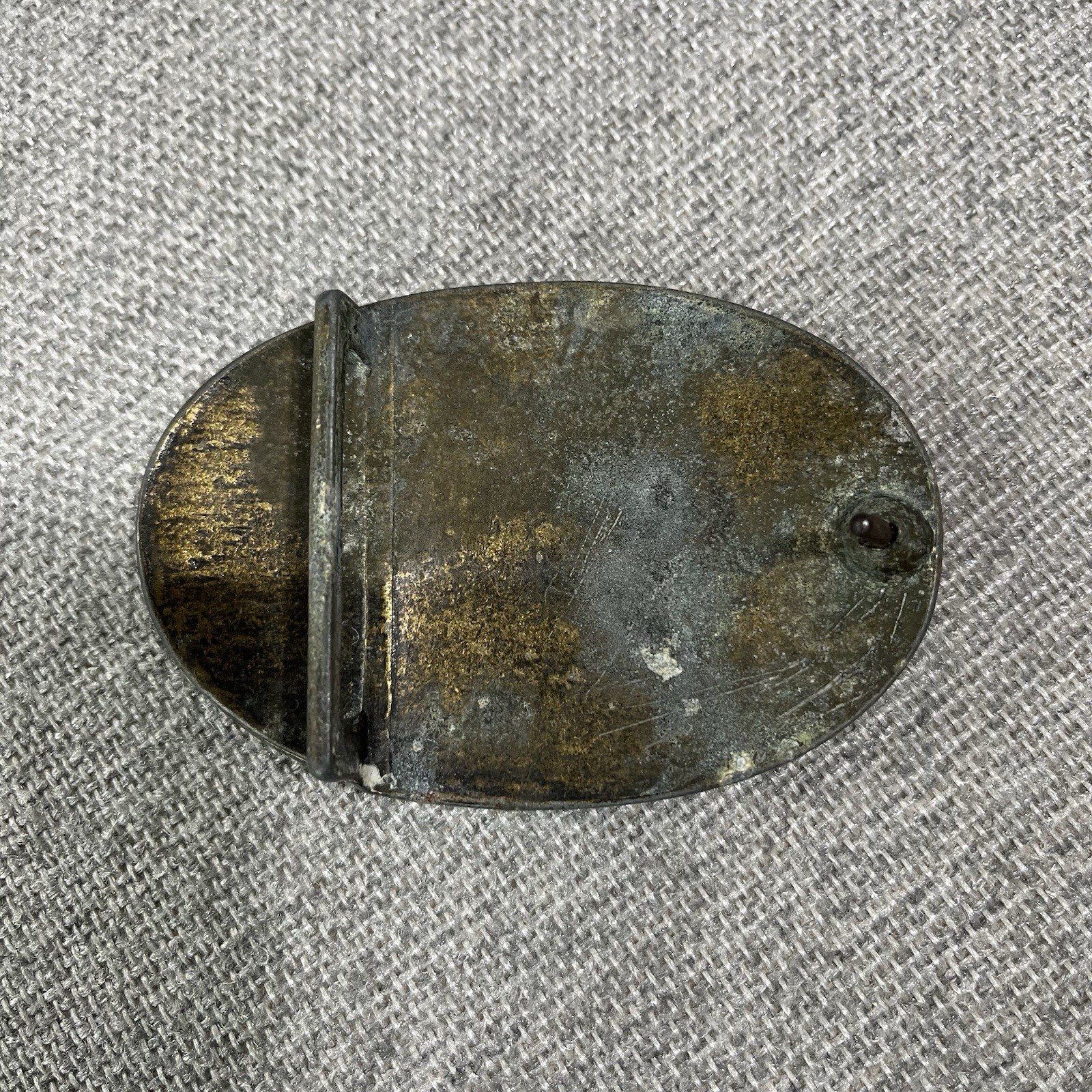 Vintage Civil War Union Reproduction US Impressed Oval Brass Belt Buckle