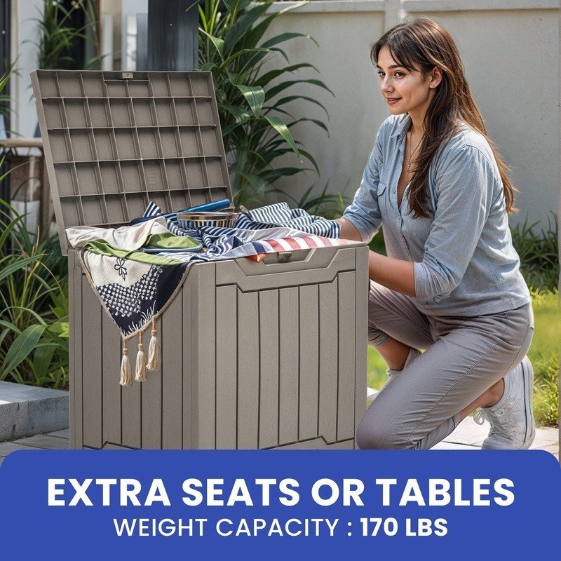 Waterproof Resin Outdoor Storage Box Lockable Easy Assembly Organizer Deck Box