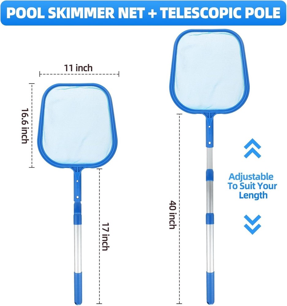 Extra Large Pool Skimmer Net, Pool Net with Frame Pool Leaf Collector with Fi...