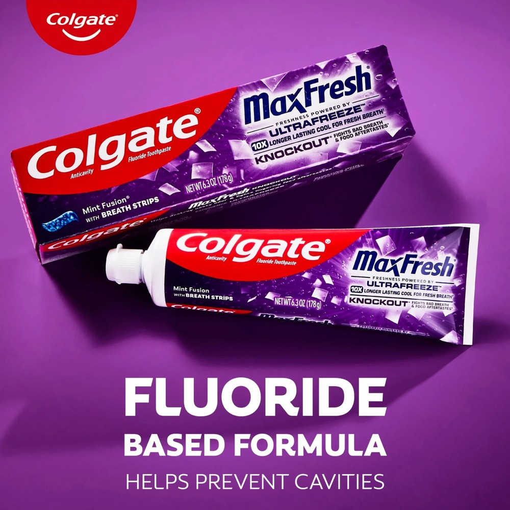 Colgate Max Fresh Knockout Toothpaste, Whitening Toothpaste with Mini Breath