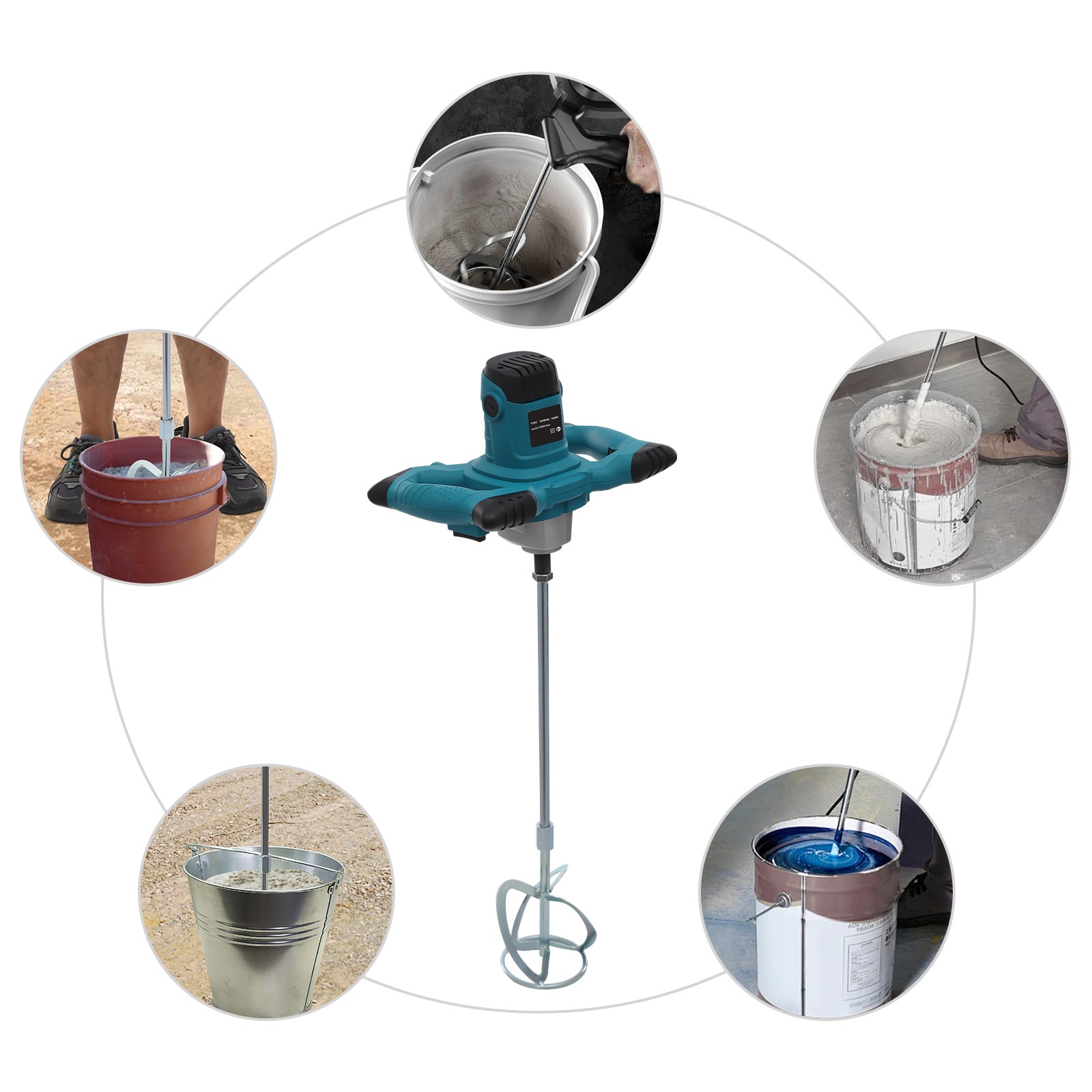 6 Speed Handheld Electric Concrete Plaster Grout Paint Mortar Mixer Machine