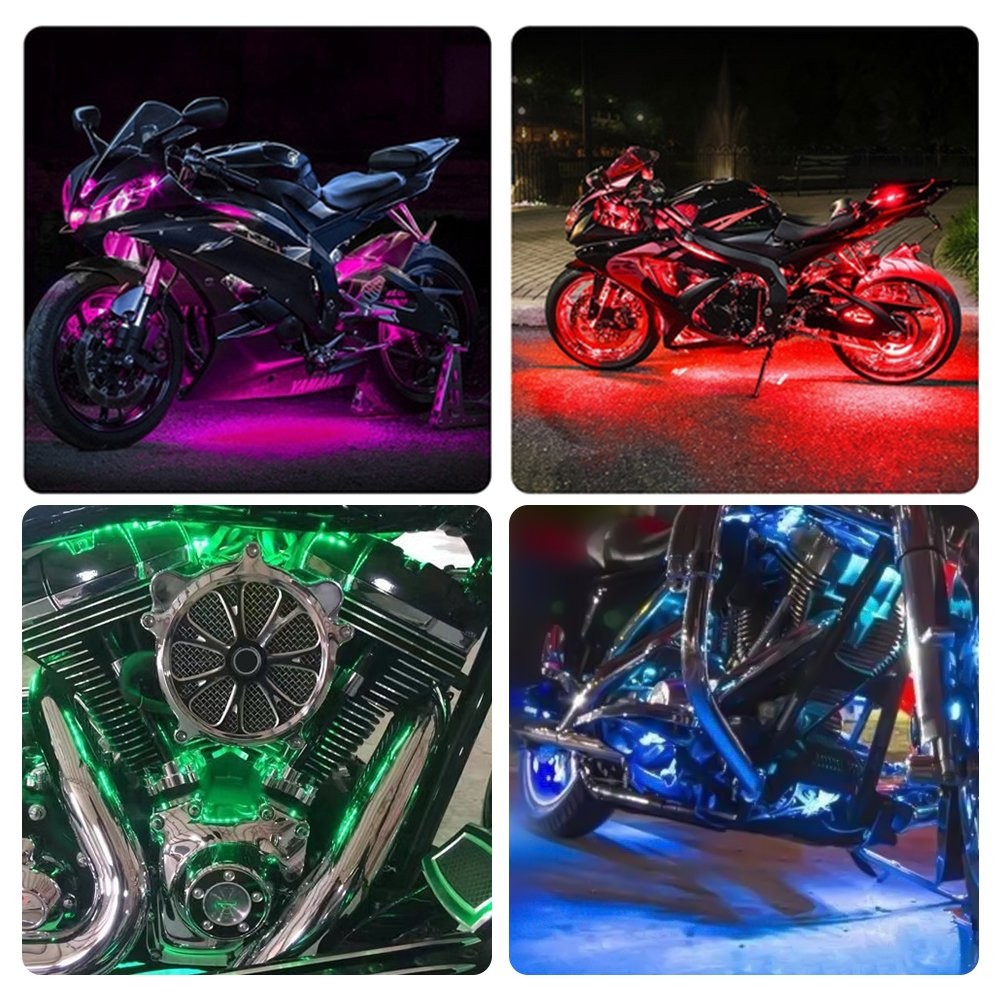 12pcs Motorcycle LED Under Glow Light Kit Multi-Color Neon Strip /Remote Control