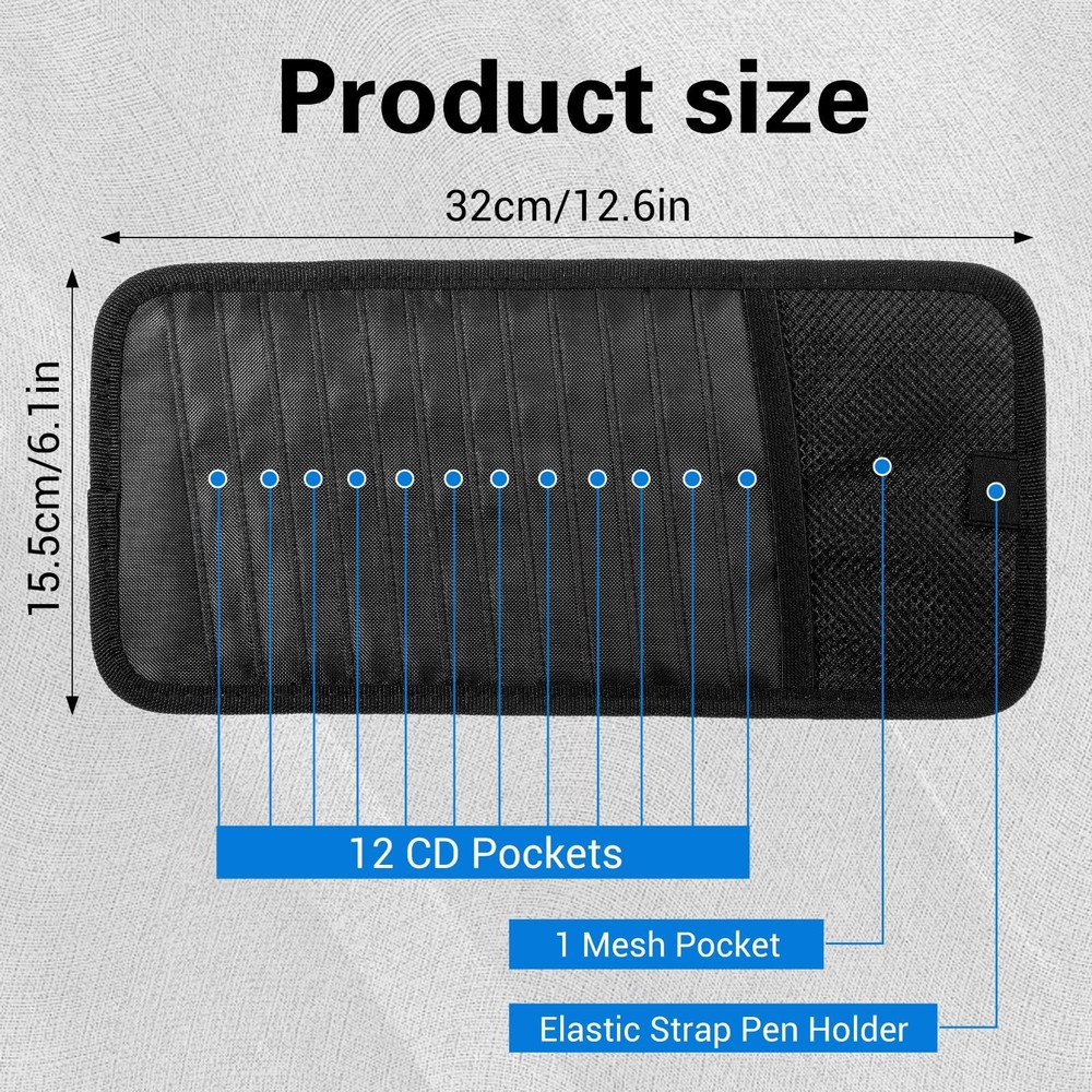 TIESOME CD Visor Holder for Car, Visor CD Holder Organizer Large Capacity CD ...