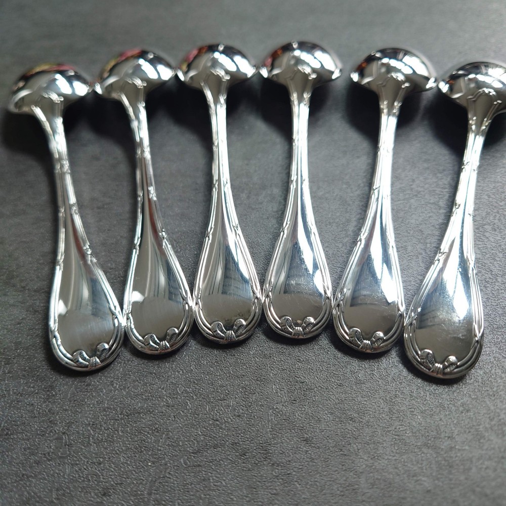 Christofle Rubans Coffee Spoon 6pcs Silverplate Flatware Excellent