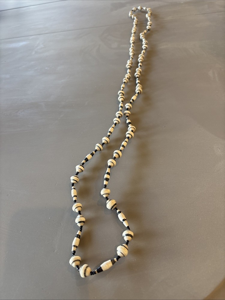 Long African Paper Beaded Necklace