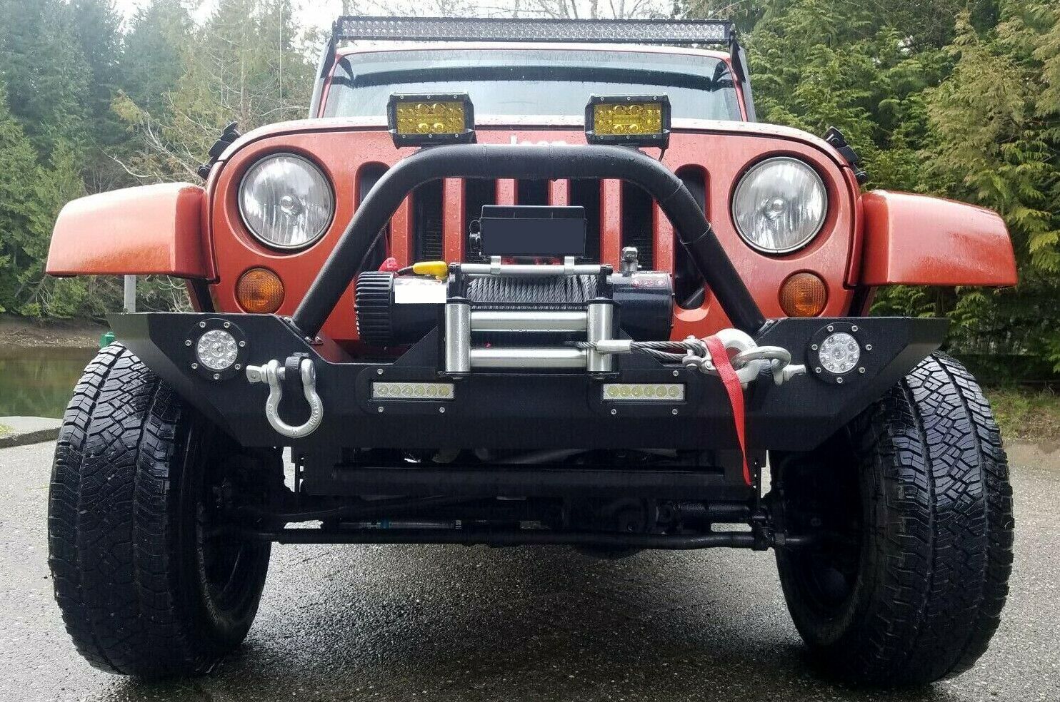 Steel Front Bumper w/LED Lights for Jeep Wrangler JK JL 07-22 Gladiator JT 20-22