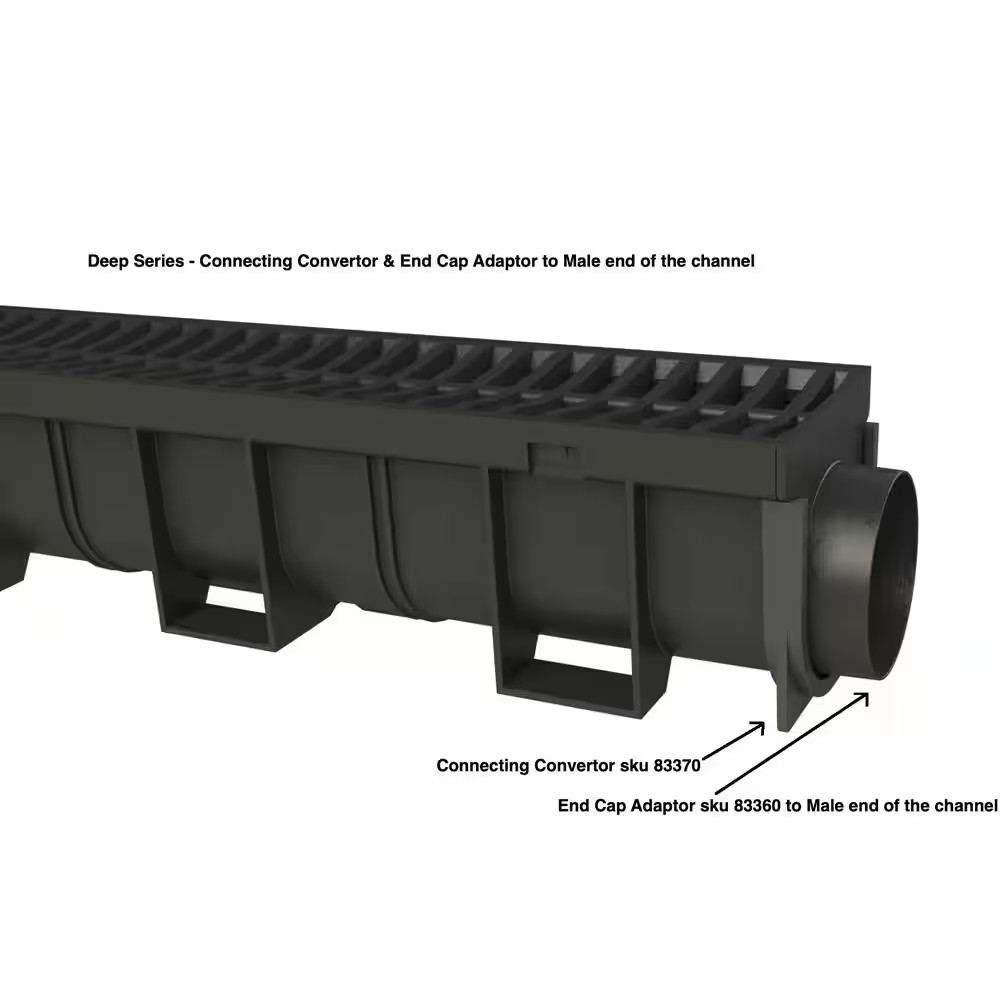 Deep Series Black Coupling Convertor for Modular Trench and Channel Drain System