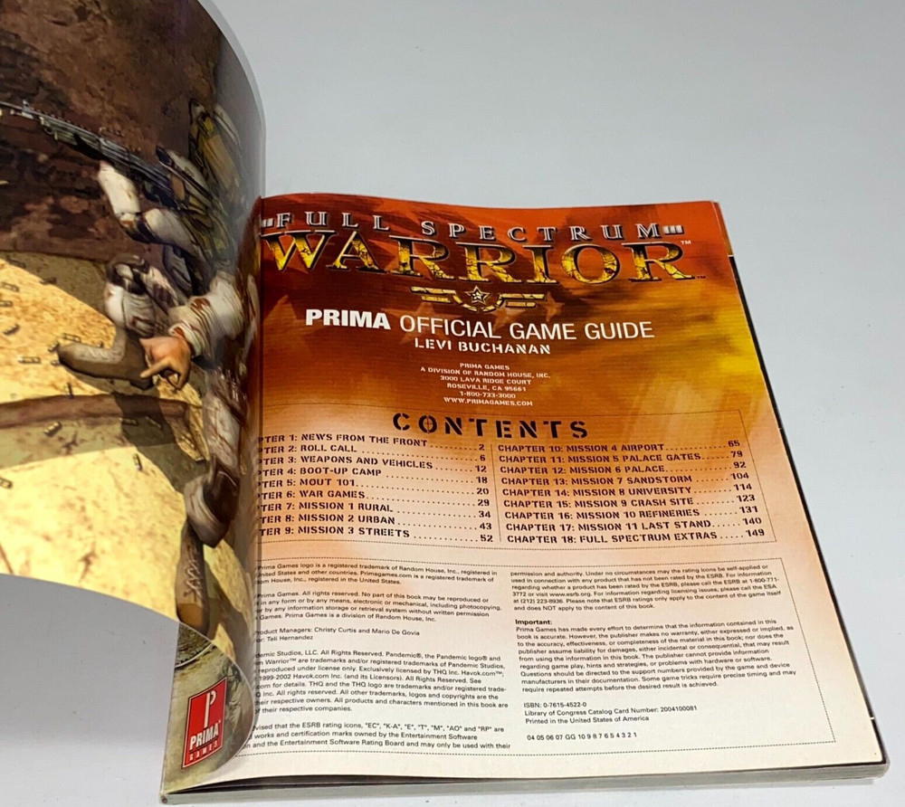 Full Spectrum Warrior Prima Official Game Guide Paperback 2004
