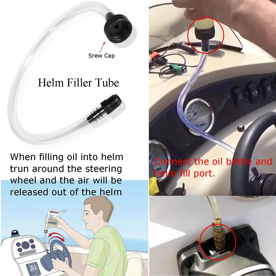 Front Mount Hydraulic Steering Cylinder Seal Kit Bleed Kit for SeaStar HC5345