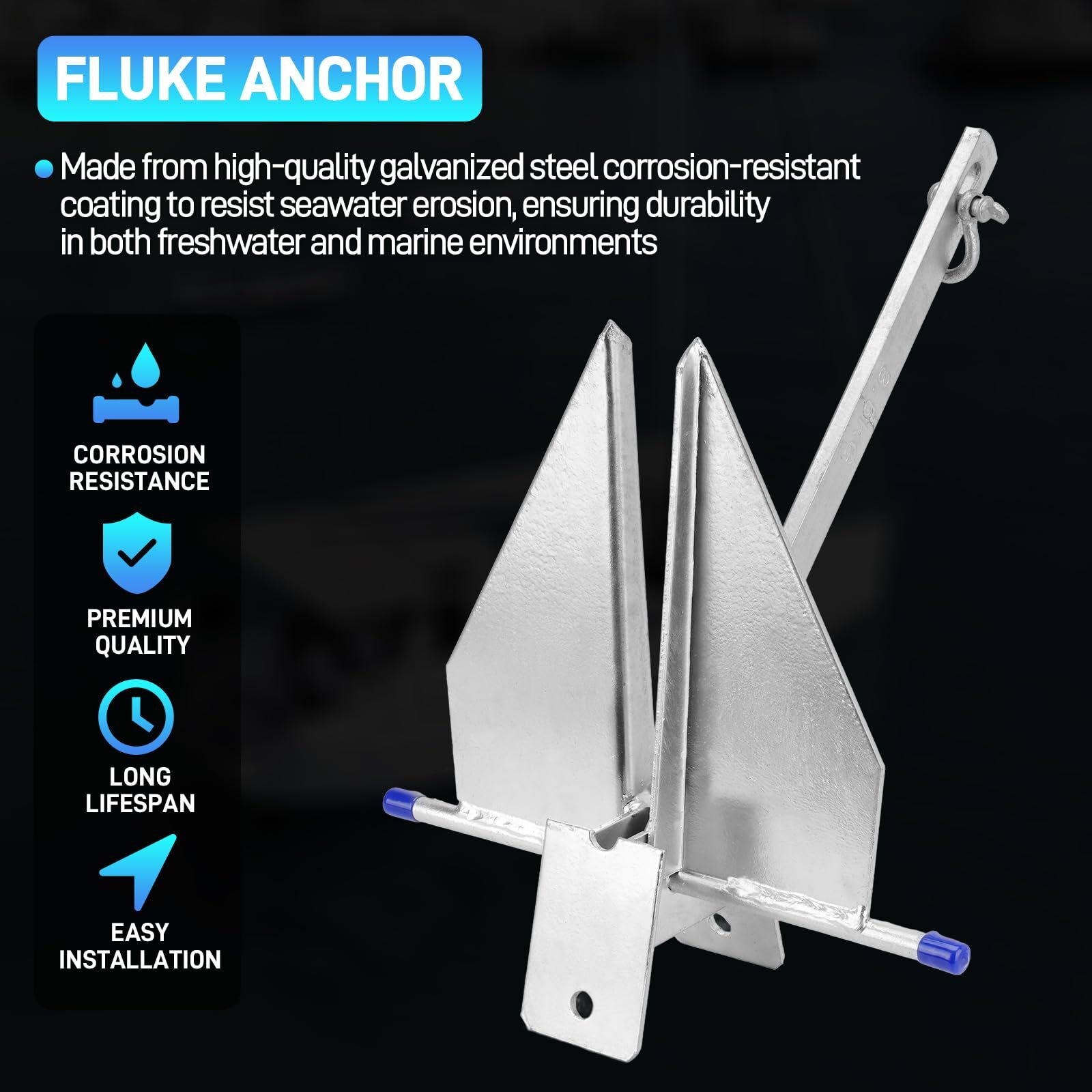 Heavy Duty Boat Anchor Kit with Anchor Chain, Shackle and Anchor Rope, 8 lb