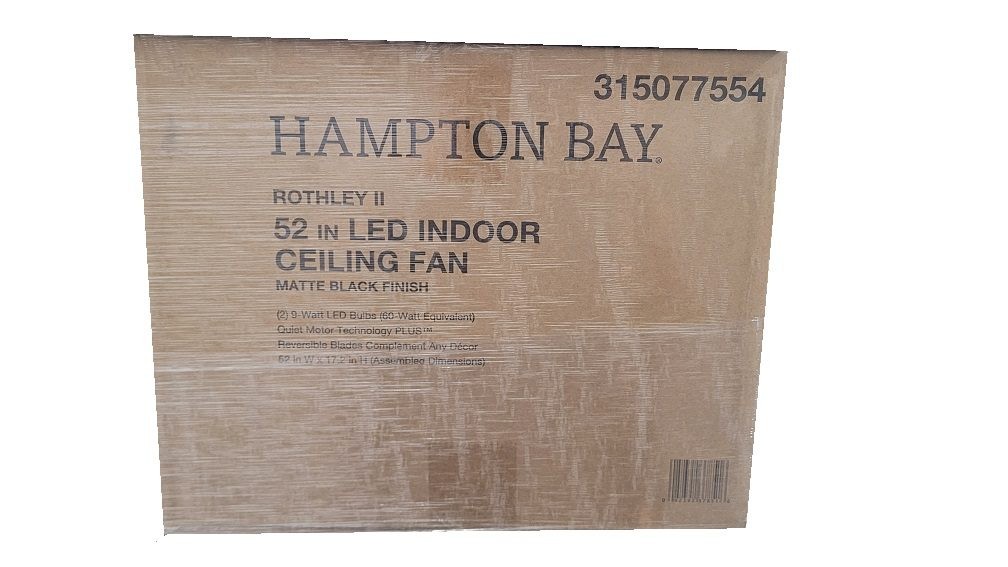 Hampton Bay Rothley II 52 in. Indoor LED Matte Black Ceiling Fan with Light Kit