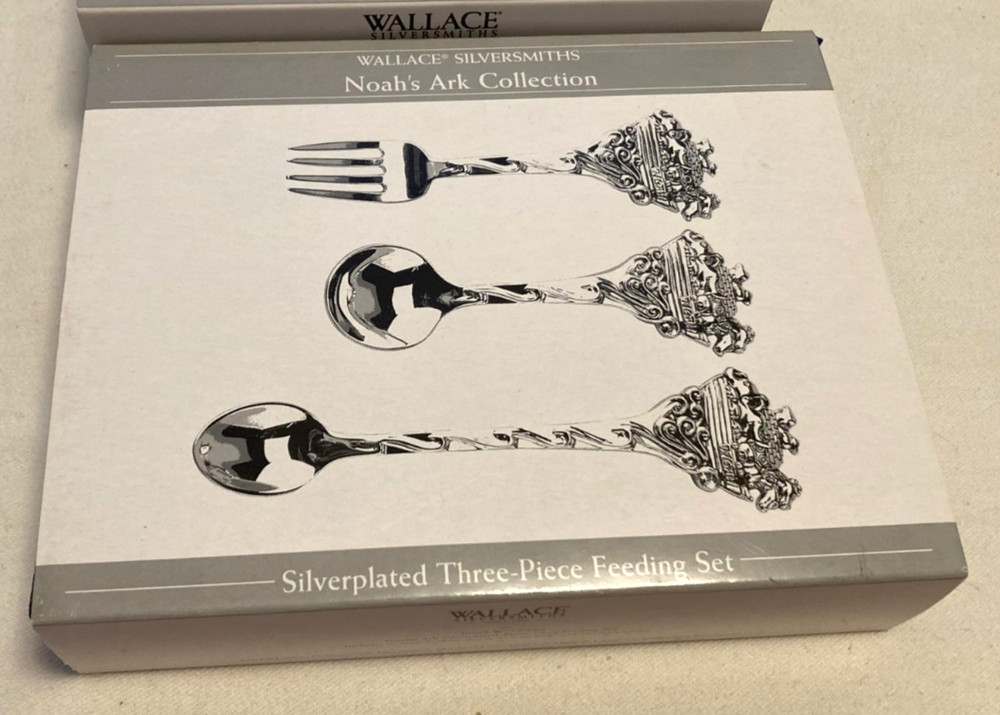 WALLACE SILVERSMITHS NOAH'S ARK SILVERPLATED COLLECTION CUP COMBBRUSH FEEDING ST