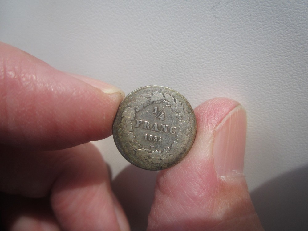 1834 BELGIUM 1/4 FRANC