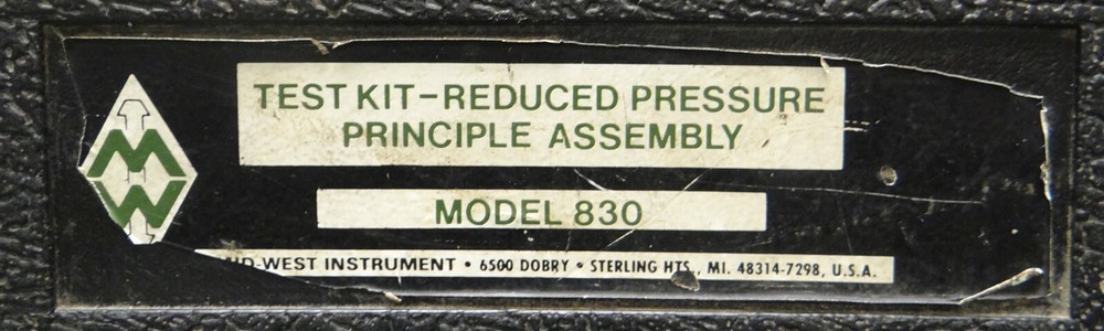 Midwest Model 830 Reduced Pressure Principle Assy Backflow Prevention Test Kit