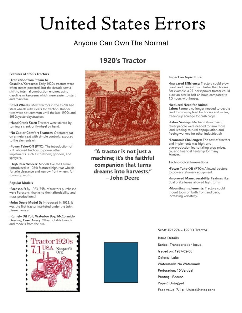 Centsational Custom Presentation Panel For Error SN 2127a - 8.5” X 11”