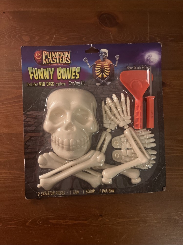 Skeleton Pumpkin Masters Funny Bones With Rib Cage Pattern 9 Piece Carving Kit