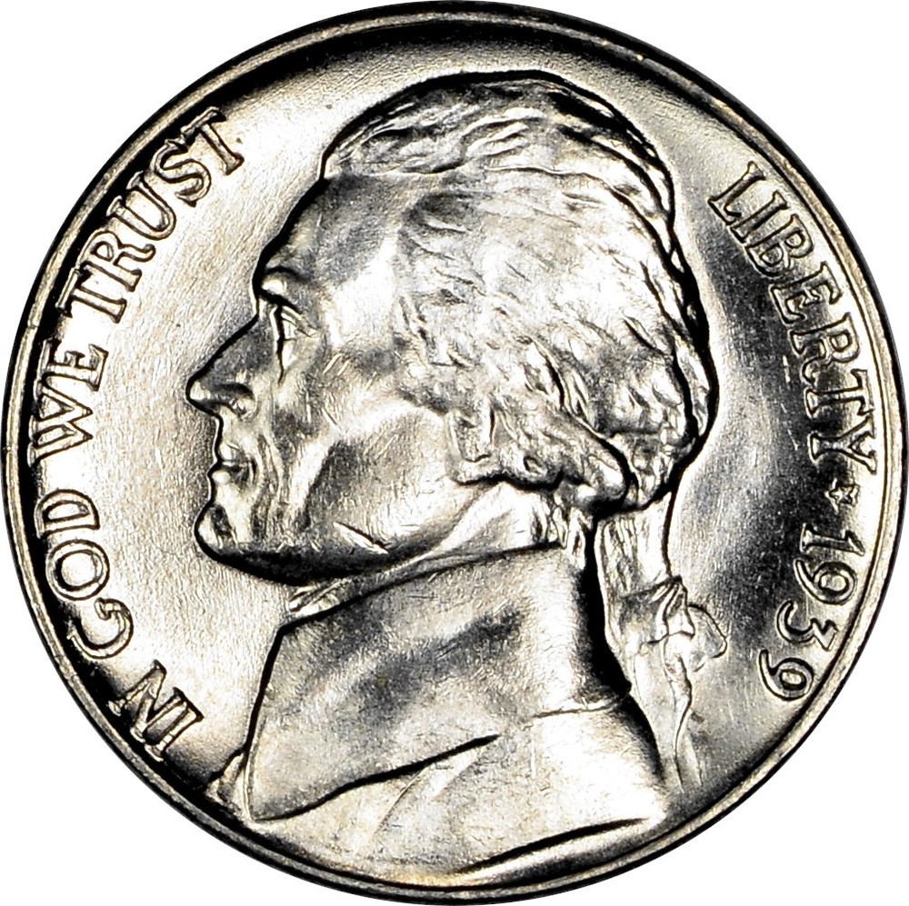 1939 5C BU Jefferson Nickel