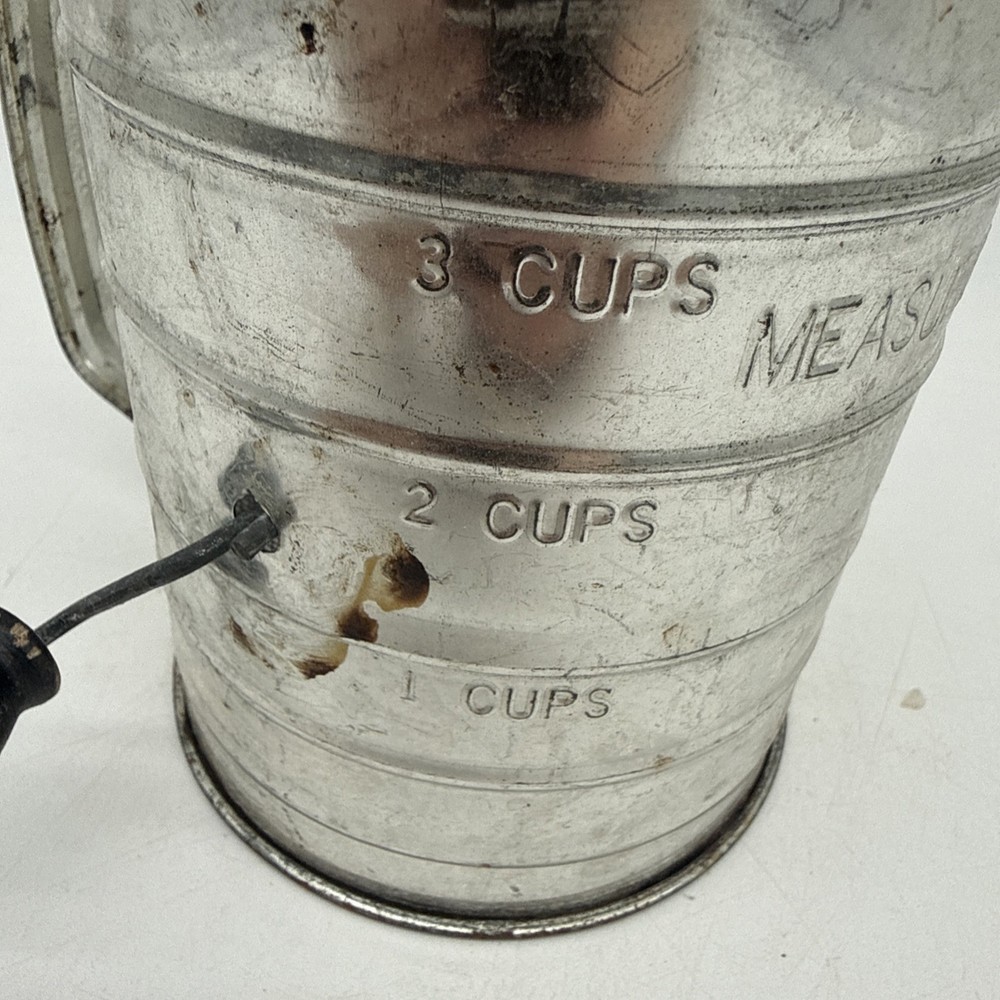 Vintage C&S 3 Cup Measuring Sifter Black Handle