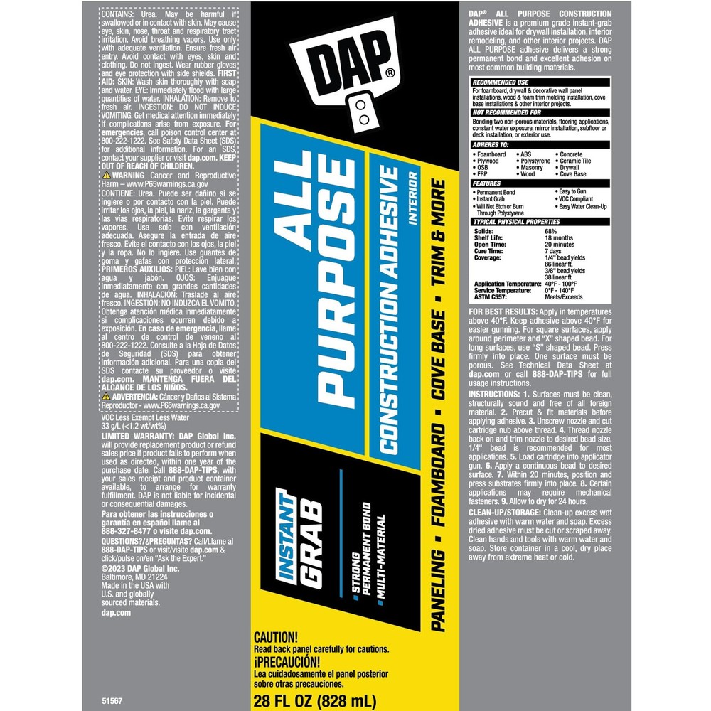 DynaGrip All Purpose Construction Adhesive