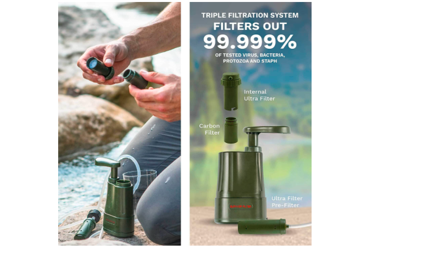 Water Purification System Portable Lightweight Hand Pump Filter Hiking Camping