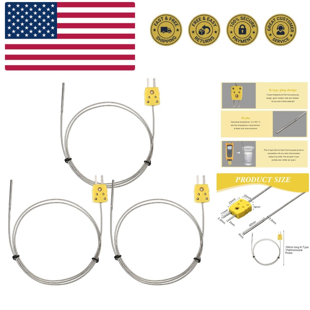 Type K Thermocouple Probe Tl1004 K Type Sensor Probes MetalTemperature Sensor...