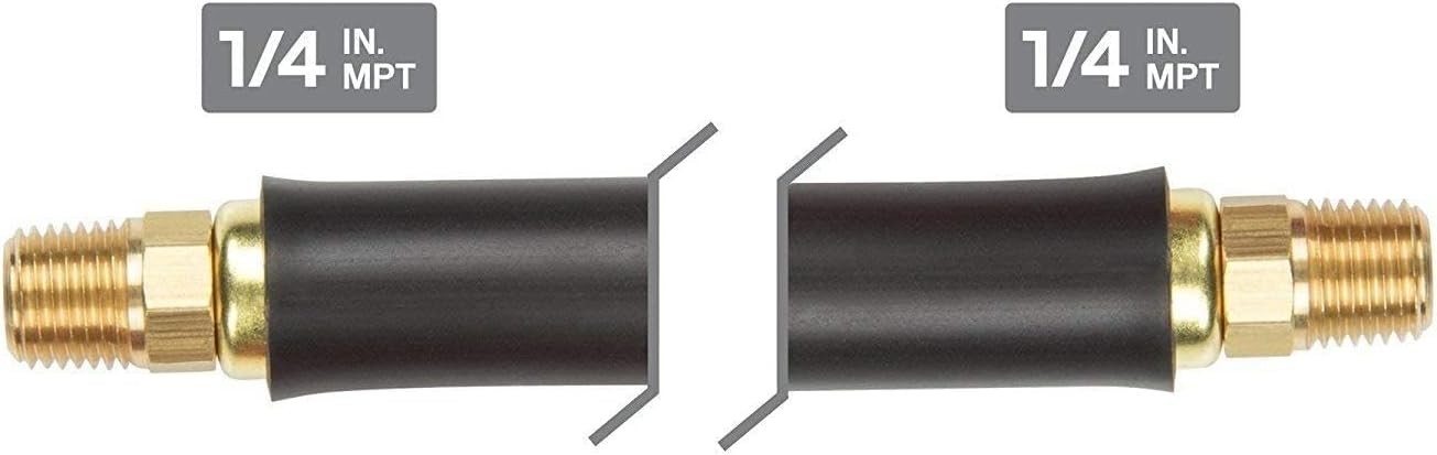 Premium Red Rubber Air Hose 3/8" x 50 ft 300 PSI Assembly with 1/4" Male Pipe