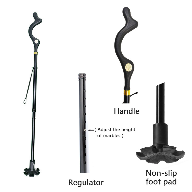 Retractable Posture Correcting Cane Folding Adjustable Safety Walking Cane Stick