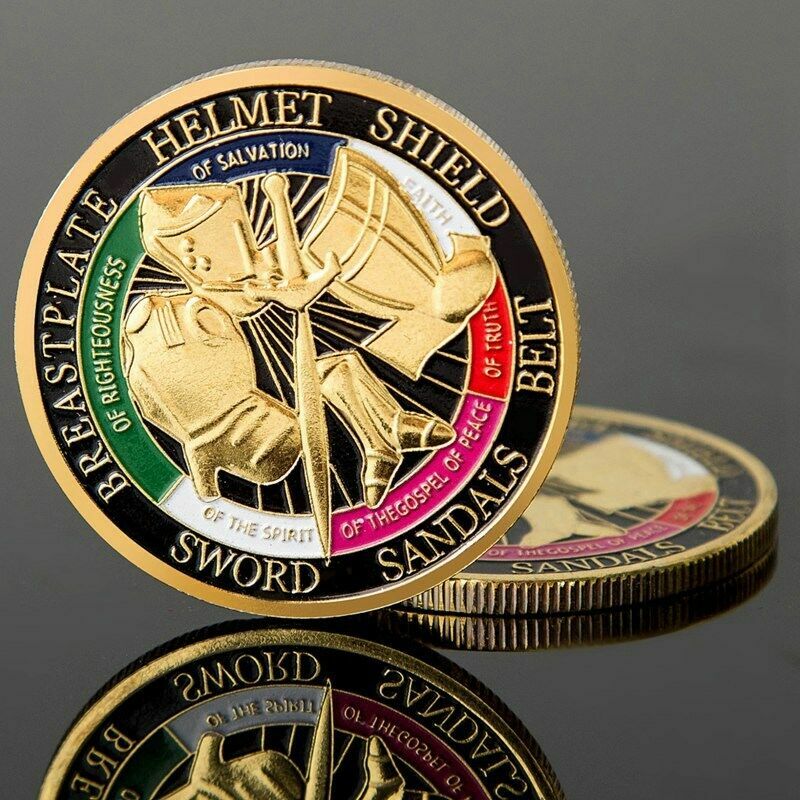 24PCS Put on the Whole Armor of God Commemorative Gold Challenge Coins Gift